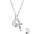 thumbnail image 2 of Delight Jewelry Silvertone Large Imitation Pearl Owl Sitting on White Moon I Set You Apart Engraved Cross Zoey Necklace, 28", 2 of 4