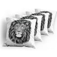 thumbnail image 5 of Ambesonne Indie Throw Pillow Cover 4 Pack, Wild Hipster Lion Glasses, 18", Black and White, 5 of 7