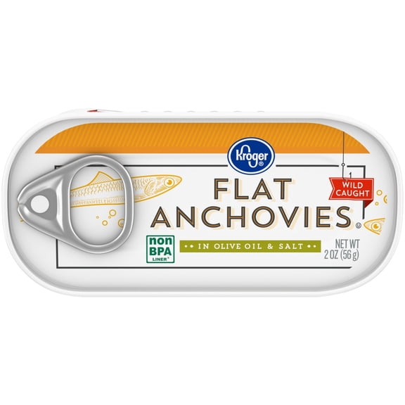 Kroger Flat Anchovies in Olive Oil & Salt 2 oz - Pack of 1