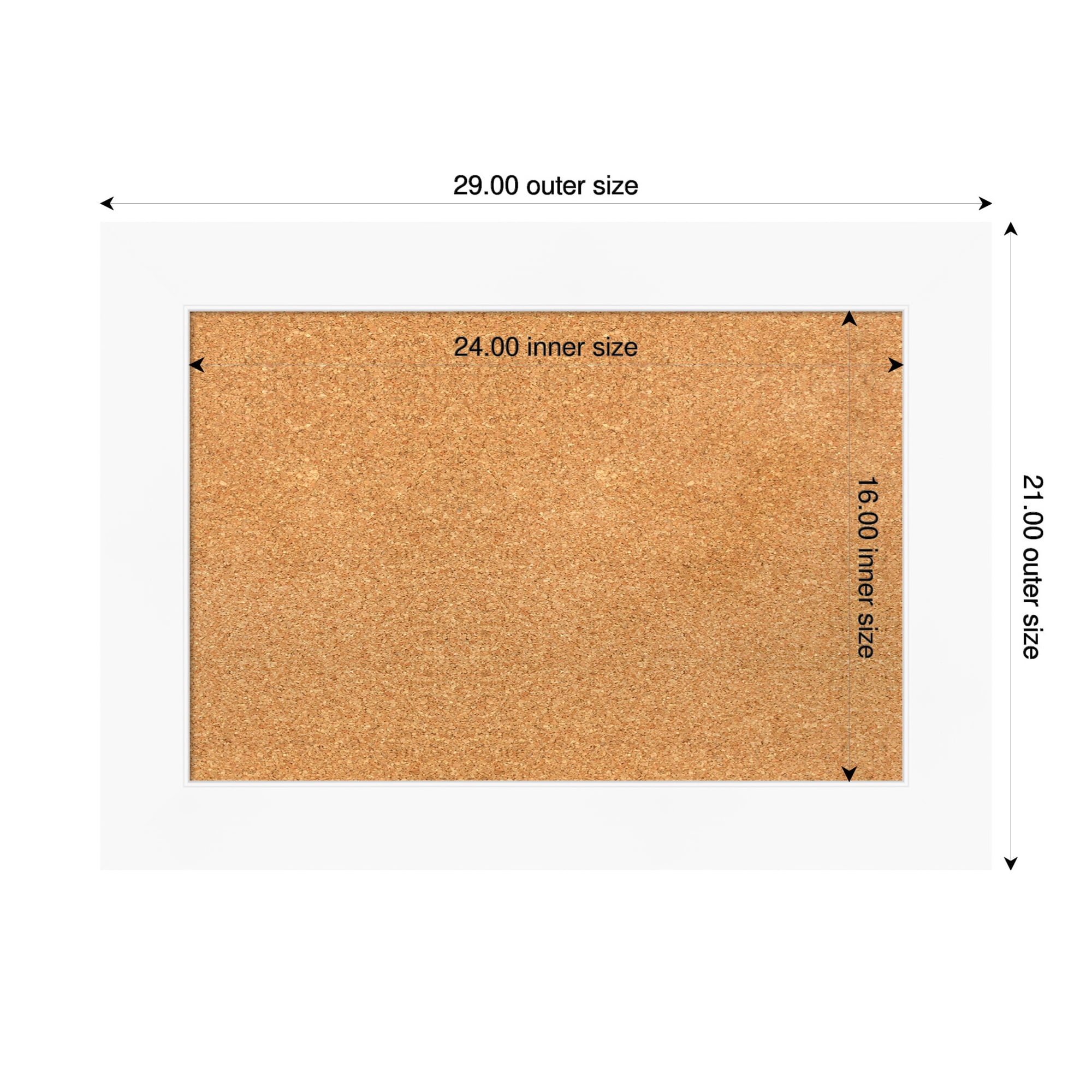 Amanti Art Natural Cork Board Framed Cabinet White Bulletin Board 29 in. x 21 in.
