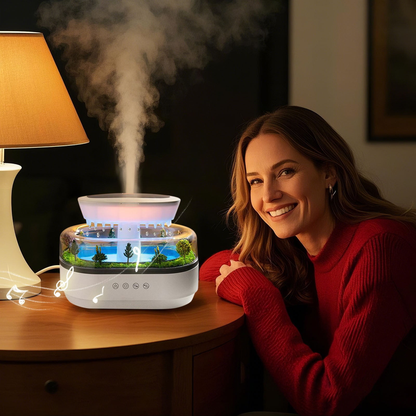 RAPOBRIX White Noise Zen Rain Cloud Night Light Aroma Diffuser - Micro Humidifier Fountain with Water Drop Sound Ultrasonic