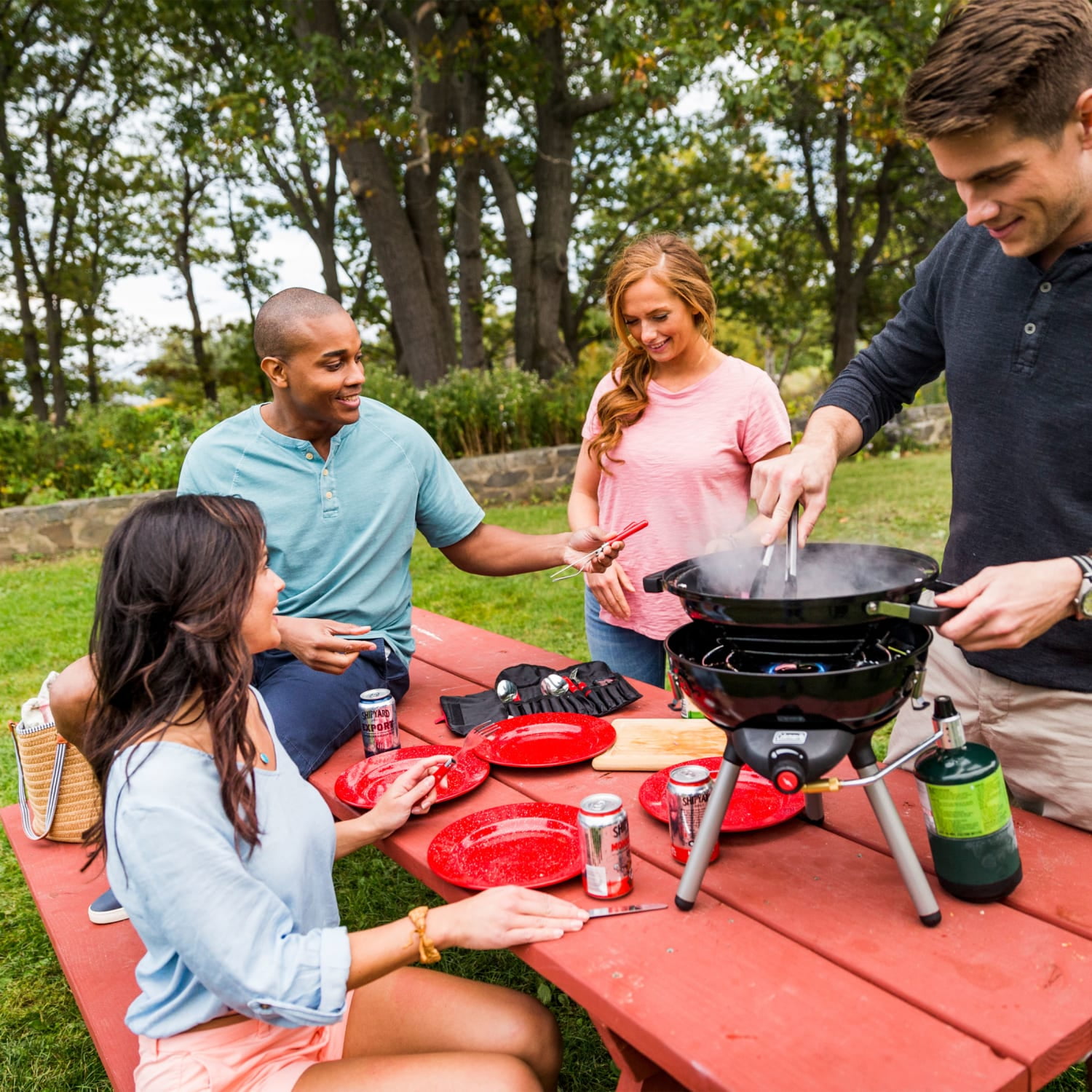 Coleman 24-Piece Enamel Camping Dinnerware Set, Dining Utensils