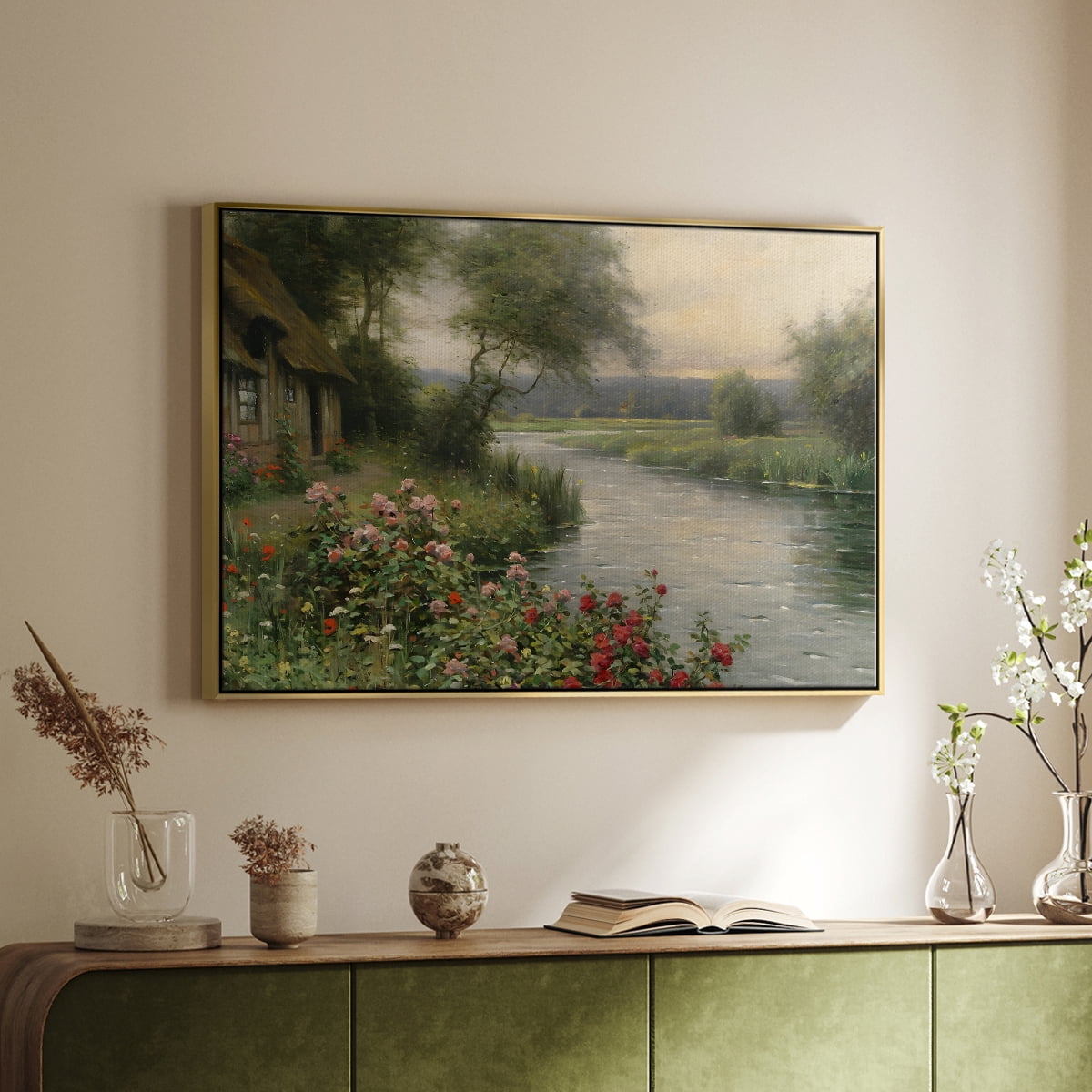 Vintage Landscape-CCLVI By Wexford Home Framed in Gold Wood Gallery Wrapped Canvas 17 in. x 25 in.