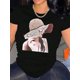 thumbnail image 1 of Creative Hat Girl Pattern Printed Women'S Fashionable Round Neck Short Sleeve, Simple Casual Sports T-Shirt, Comfortable Summer Top for Women During Holidays., 1 of 8