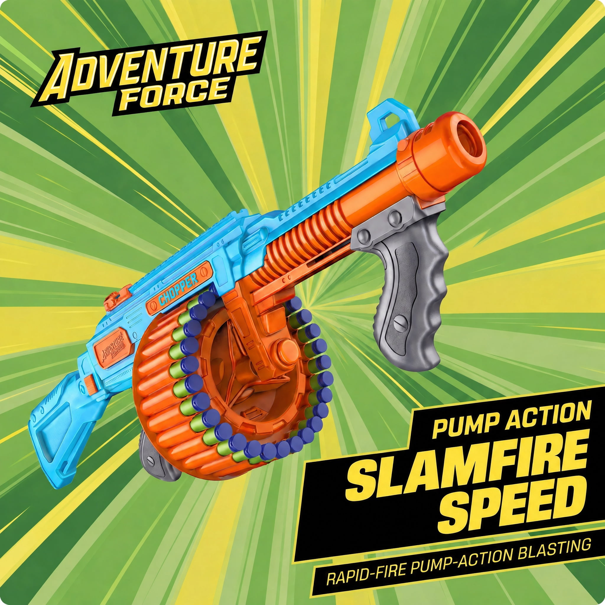 Adventure Force Chopper Submachine Foam Dart Blaster, 34 Pieces