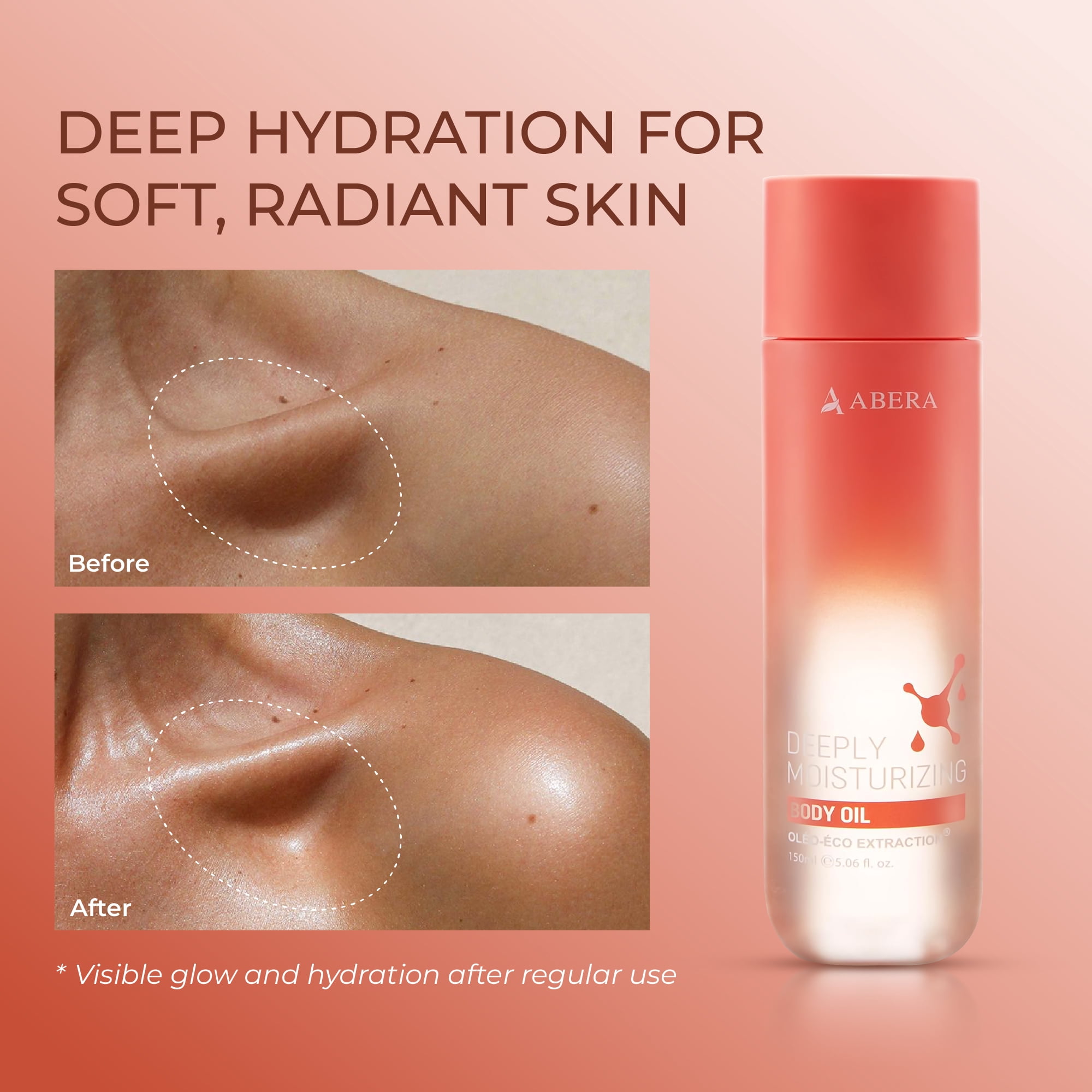 ABERA Body Oil – Deep Hydration & Skin Elasticity Booster with Sunflower, Jojoba & Safflower Oils (5 fl oz)