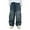 Blue, variant on Boys Baggy Cargo Jeans, Elastic Waistband Multiple Pockets, Wide Leg Denim Trousers for Active Kids Age 6-13