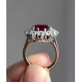 thumbnail image 2 of Beautiful 3Ct Cushion Cut Simulated Red Ruby Diamond Halo Wedding Women's Ring 14K White Gold Plated 925 Sterling Silver, 2 of 3