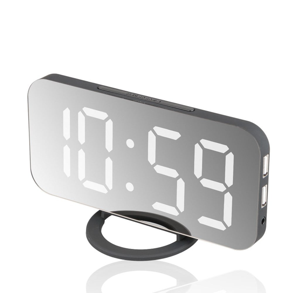 Details about   USB Digital LED Clock Snooze Mirror Alarm Clock Time Night Multifunction Display 