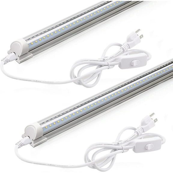 Barrina 2FT LED Shop Light, 4000K 20W 2500LM, Clear Cover Linkable LED Tube Lights, V Shape Integrated T8 LED Lighting, LED Ceiling Lights for Garage, Warehouse, Workshop, ETL Listed, 2 Pack
