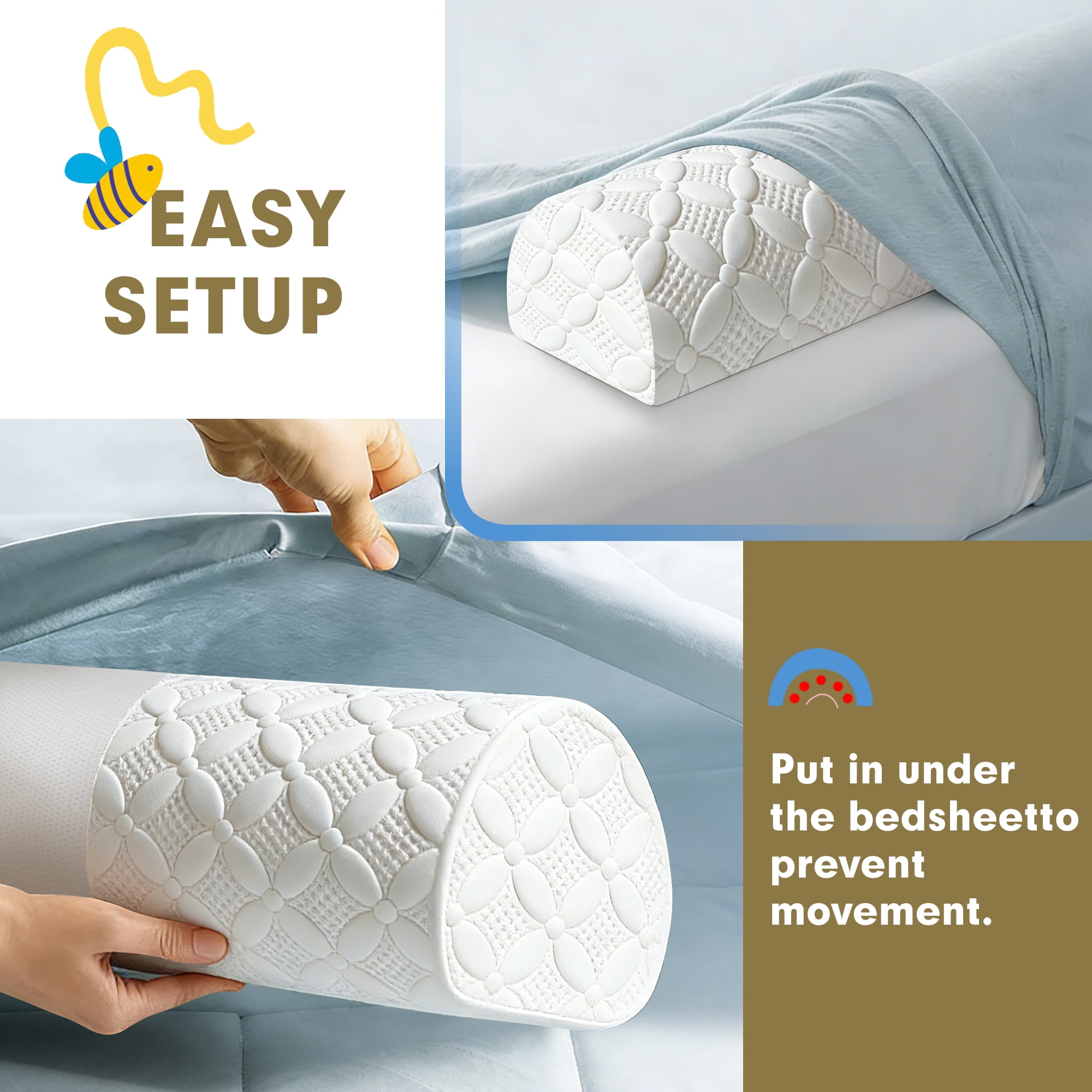 Bed Rail for Toddlers, Bed Guard Rail, Soft Memory Foam Toddler Bed Rail for Twin, Full, Queen, King Beds with Washable Cover, 2 Packs