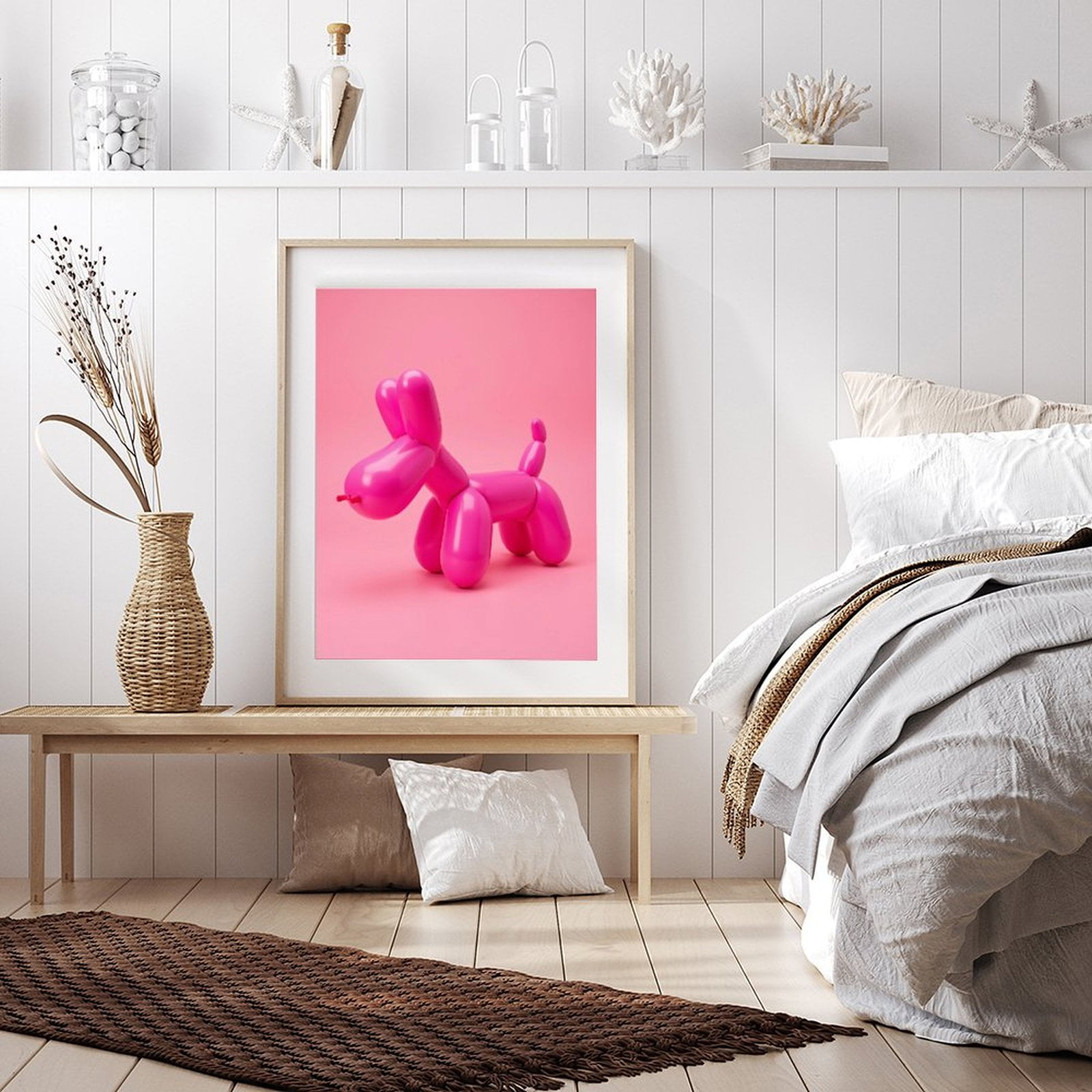 Diamond Art Kit for Adults, Bright Pink Balloon Animal Dog Diamond Painting for Adults Beginners, 5D DIY Diamond Art Painting Kits, Colorful Diamond Painting Craft for Home Decor 12x16