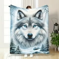 thumbnail image 5 of Soft Cozy Wolf-Themed Flannel Blanket | Machine Washable, Durable, All-Season Comfort, Travel Blanket, Animal Print Blanket, Snowy Forest Design with Realistic Wolf Print, 5 of 5