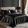 thumbnail image 1 of Juego de Ropa de Cama Queen Love's Cabin Satín 4 Piezas Negro, 1 of 7