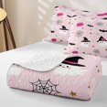 thumbnail image 4 of Homewish Girly Witch Ghost Quilt Full for Girls, Flower Ghost Pumpkin Star Bat Full Bedspread Sets, 3pcs, 4 of 7