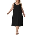 thumbnail image 2 of Agnes Orinda Women's Plus Size Summer Dress V Neck Sleeveless Sundresses Casual Maxi Tank Dresses 1X Black, 2 of 5
