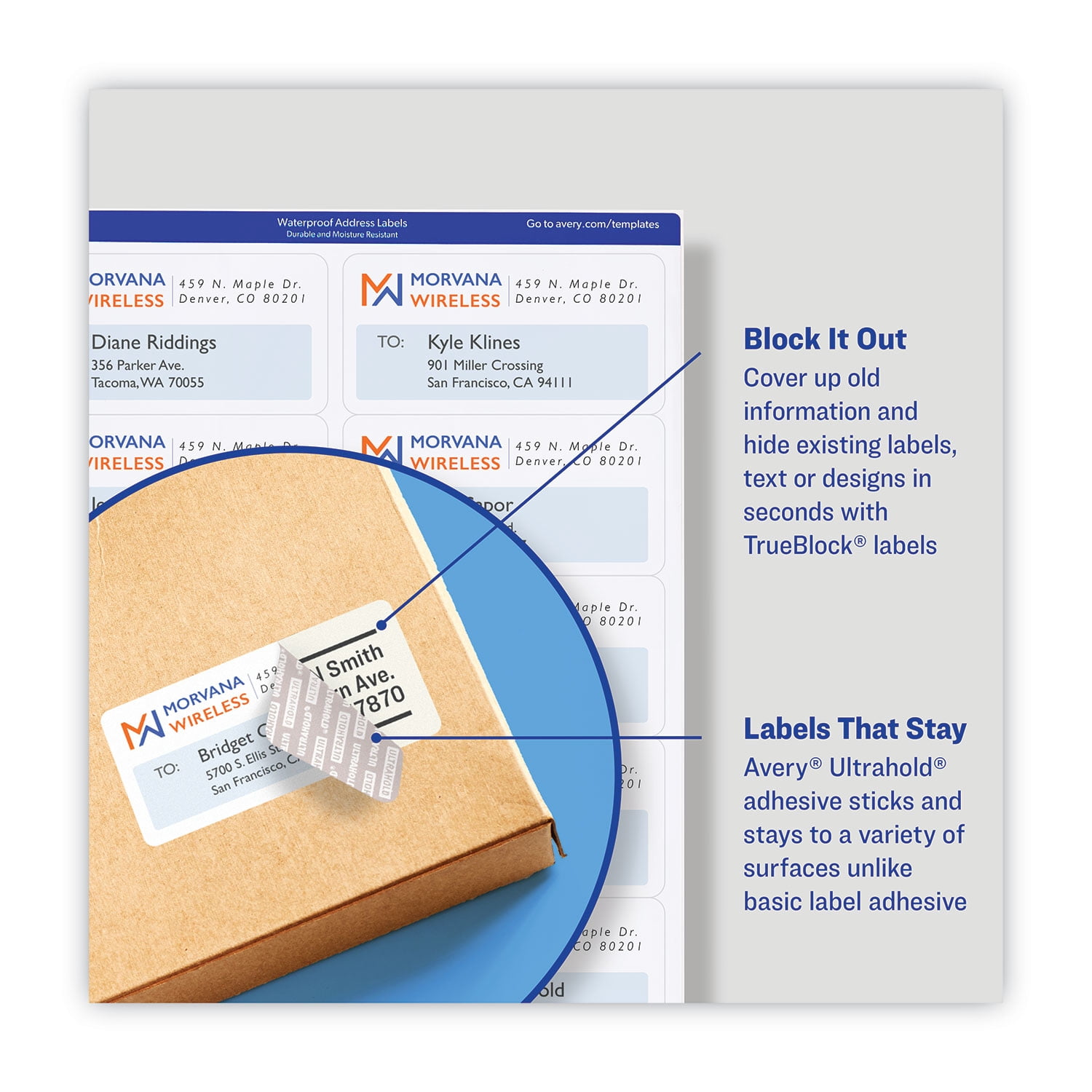 "Waterproof Address Labels With Trueblock And Sure Feed, Laser Printers, 1 X 2.63, White, 30/sheet, 50 Sheets/pack | Bundle of 2 Packs"
