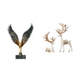 thumbnail image 1 of Escultura De Reno De Alas Extendidas De Resina, Adorno De Feng Shui, Artesanía Coleccionable Decorativa Europea, Escultura Para Amantes De Los Ciervos., 1 of 8