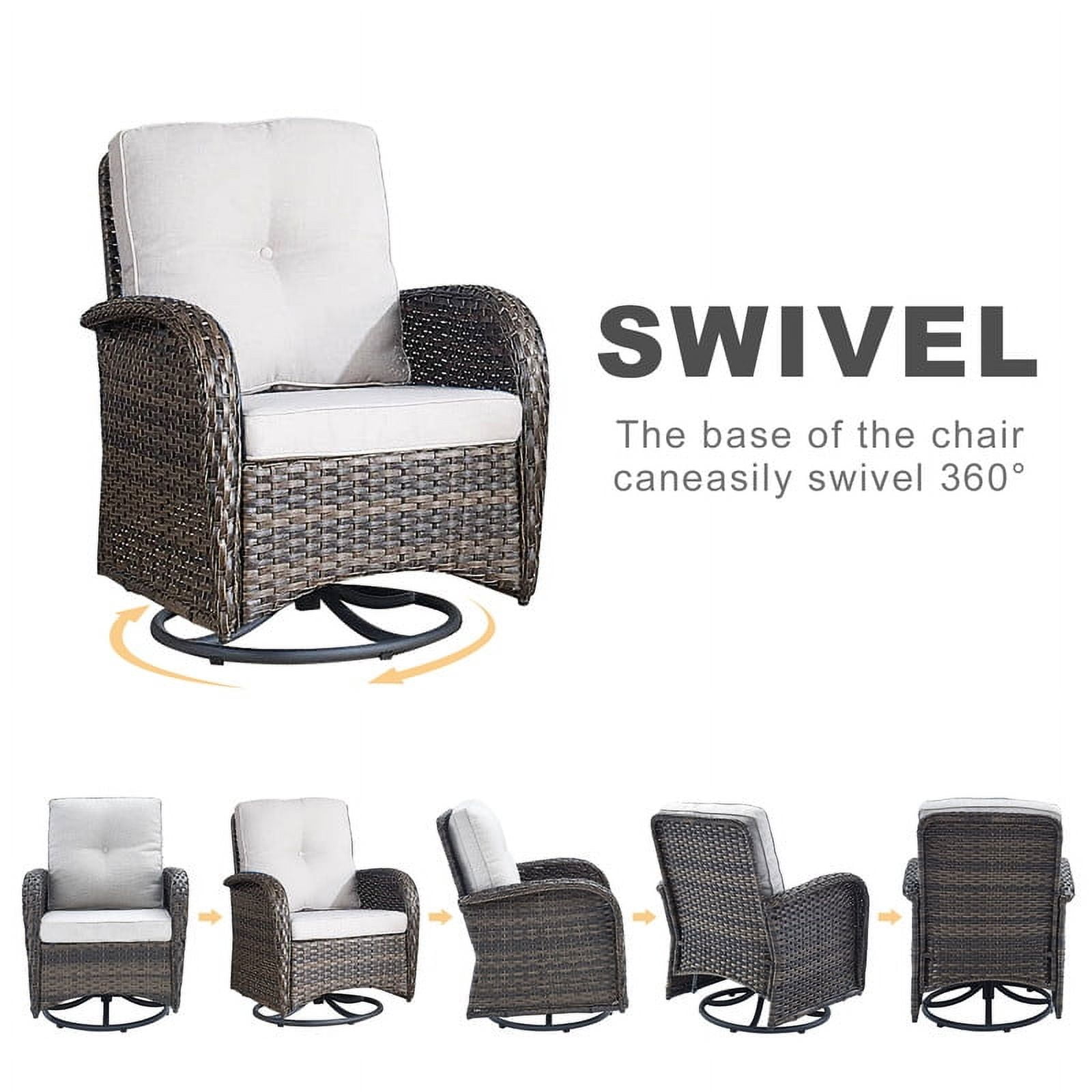 PARKWELL 8-Piece Outdoor Sectional Furniture Set,Patio Wicker L Shaped Couch High Back Conversation Set with Coffee Table Swivel Glider for Garden Yard,Brown Wicker Beige Cushion