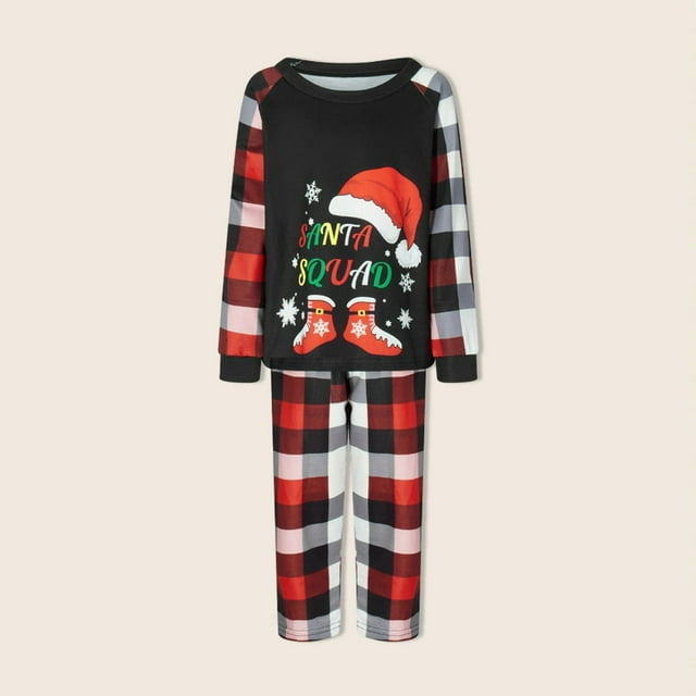 Ensemble de Pyjama 2 Pcs Confortable à Lettres/père Noël Imprimé Tenue d'Intérieur (Noir P Hommes)
