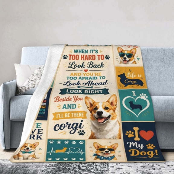 Corgi Dog Blanket Gift Throw Blanket Cute Paw Print Gift for Dog Lovers Women Men Pet Home Decor 50x40