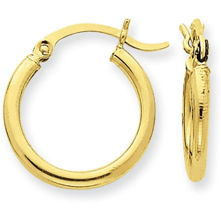 14kt earrings gold hoop yellow 2mm polished round 3mm