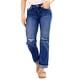 thumbnail image 1 of Pantalones Vaqueros Boyfriend Rectos de Tiro Medio para Mujer, de Mezclilla Elástica y Rasgada, A . Azul Oscuro S, 1 of 8