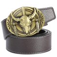 thumbnail image 2 of Cinturón de Hombre de 47 Pulgadas de Largo con Hebilla en Relieve de Cabeza de Toro para Pantalones , Vaquero , Yinane cinturón occidental, 2 of 7