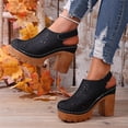 thumbnail image 7 of Bkhluea Women Floral Cutout Slingback Platform Block Heel Sandals Comfortable Footwear For Office Party Casual Outdoor Daily Activities, 7 of 7