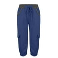 thumbnail image 3 of Outfmvch Cargo Pants Womens Joggers with Pockets Drawstring Pants Women Womens Cargo Pants Petite Pants for Women's Jeans Trousers Pants for Women Dark Blue 2xl, 3 of 9