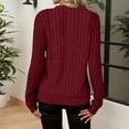 thumbnail image 6 of UJNDER Women's Autumn Winter Knitted Ribbed Texture Pure Fabric Zip Up Long Sleeve Tunic Top for Full Figure Comfortable Casual Wear Wine Red, 6 of 6
