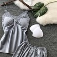 thumbnail image 3 of BONIXOOM Womens Christmas Pajamas Matching Family Christmas Pajamas Sleepwear Drawstring Sleeveless Sleepwear Sets Solid Gray XXL, 3 of 4