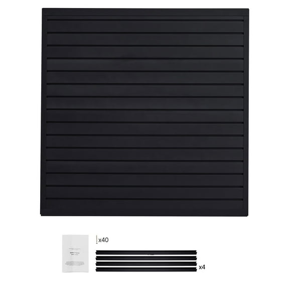 KFFKFF Wall Panel System, 4x4 ft, PVC Garage Wall Panel with Flexible Layout, Black Wall Panel with Simple Installation, Adjustable Wall System with Interlocking Design & Customizable Cutting