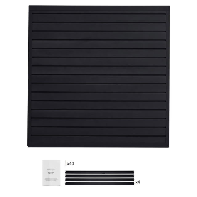 KFFKFF Slat Wall Paneling, 4 x 4 ft, PVC Garage Slatwall with Modular Design, Black Slat Wall Easy-to-Install Adjustable Slatwall Panel with Coupling Structure & DIY Cutting