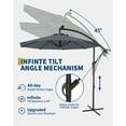 thumbnail image 3 of 10ft Solar LED Offset Hanging Market Patio Umbrella for Backyard, Poolside, Lawn and Garden w/Easy Tilt Adjustment, UV Protection, Sturdy 8 Ribs - with 32 LED Lights, 3 of 7