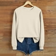 thumbnail image 2 of XFLWAM Sweatshirt for Women Casual Solid Color Crewneck Long Sleeve Basic Tunic Tops Loose Fit Pullover Tee Shirt Beige M, 2 of 6