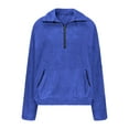 thumbnail image 5 of UngA Jackets For Women Womens Zip Fleece Pullover Soft Oversized Sweatshirt with Pockets Warm Fuzzy Sweater Blue,M, 5 of 6