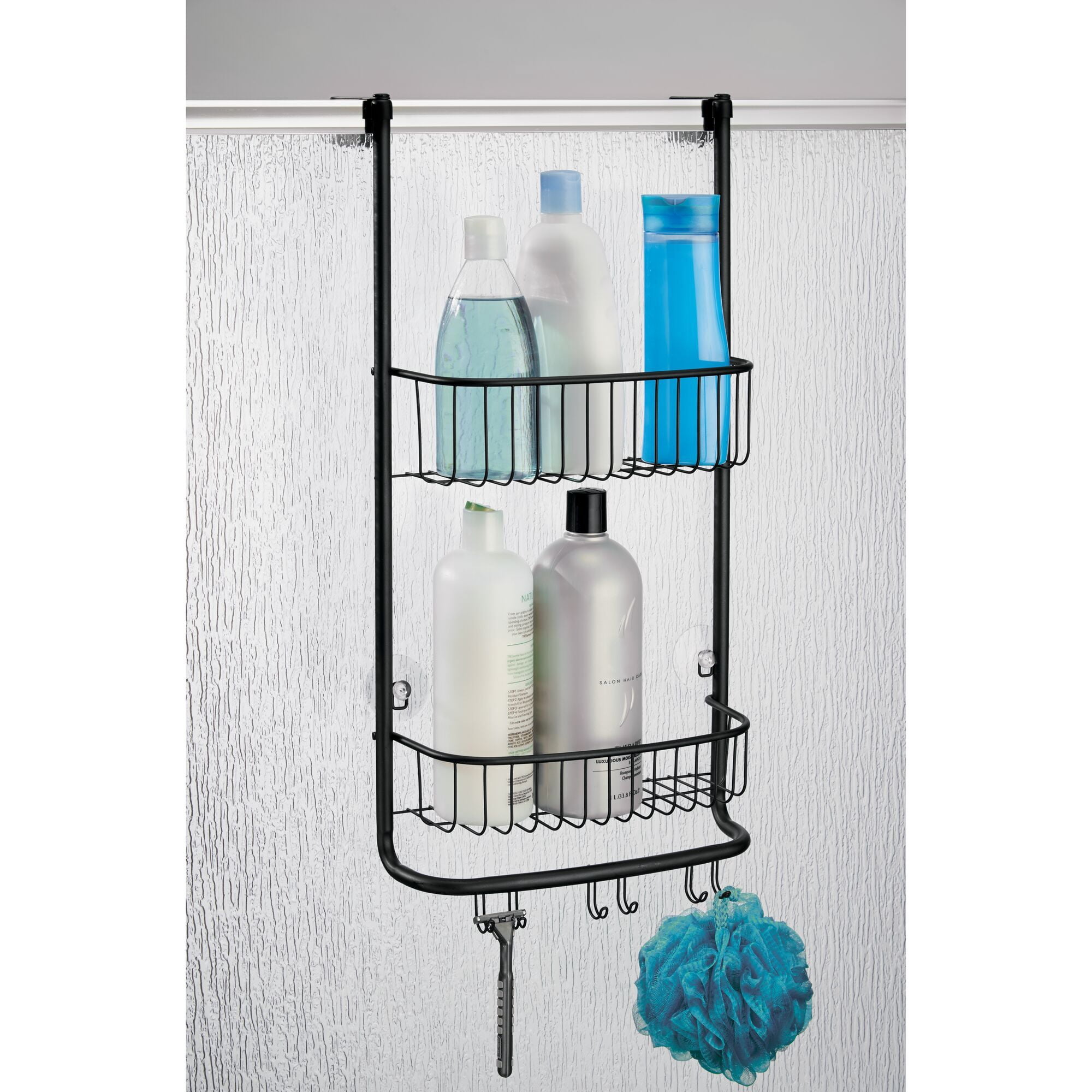 iDesign Forma Over the Door Shower Caddy, Matte Black