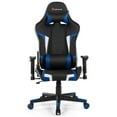 thumbnail image 5 of Pemberly Row Faux Leather Blue Swivel Massage Gaming Chair with Lumbar Support, 5 of 11