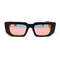 thumbnail image 2 of Womens Mod Rectangle Thick Plastic Fashion Sunglasses Matte Black - Red Mirror, 2 of 4