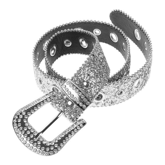 HOOWIFFY Women's Fashion Rhinestone Waist Belt White Wide Design Stylish Accessory for and Outfits