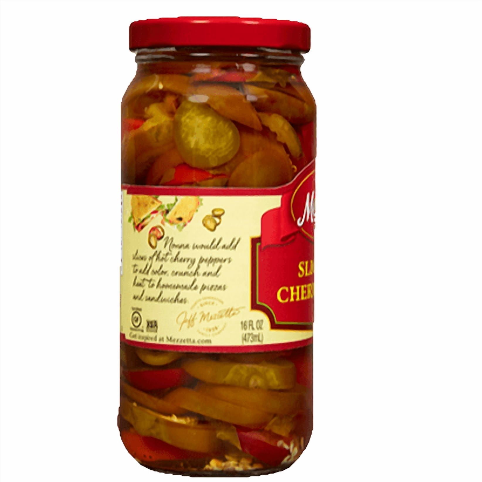 (3 pack) Mezzetta Sliced Hot Cherry Peppers, 16 fl oz