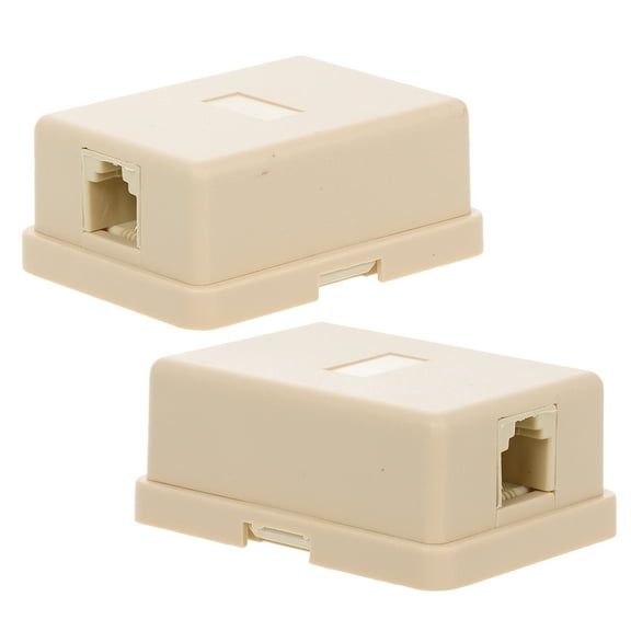 Hemoton 2-Pack Telephone Junction Boxes with Single Hole Splitter for Phone Line Connection and Adapter, Ideal for Use