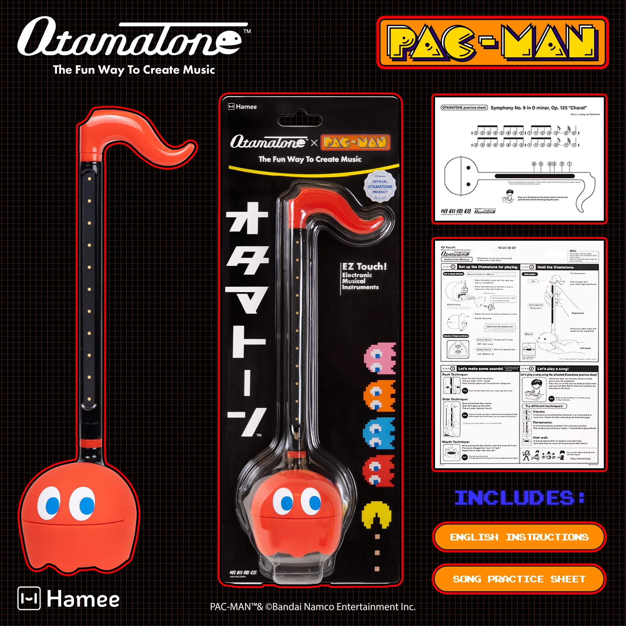 Otamatone PAC-MAN Electronic Portable Music Instrument / Synthesizer Toy from Japan by Maywa Denki (Officially Licensed) [English Instructions] - Blinky