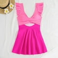thumbnail image 6 of QHFBli Women's Plus Size Swimsuit Tummy Control One Piece Swimdress Ruffle V Neck Cutout Wrap Bathing Suit with Skirt, 6 of 6
