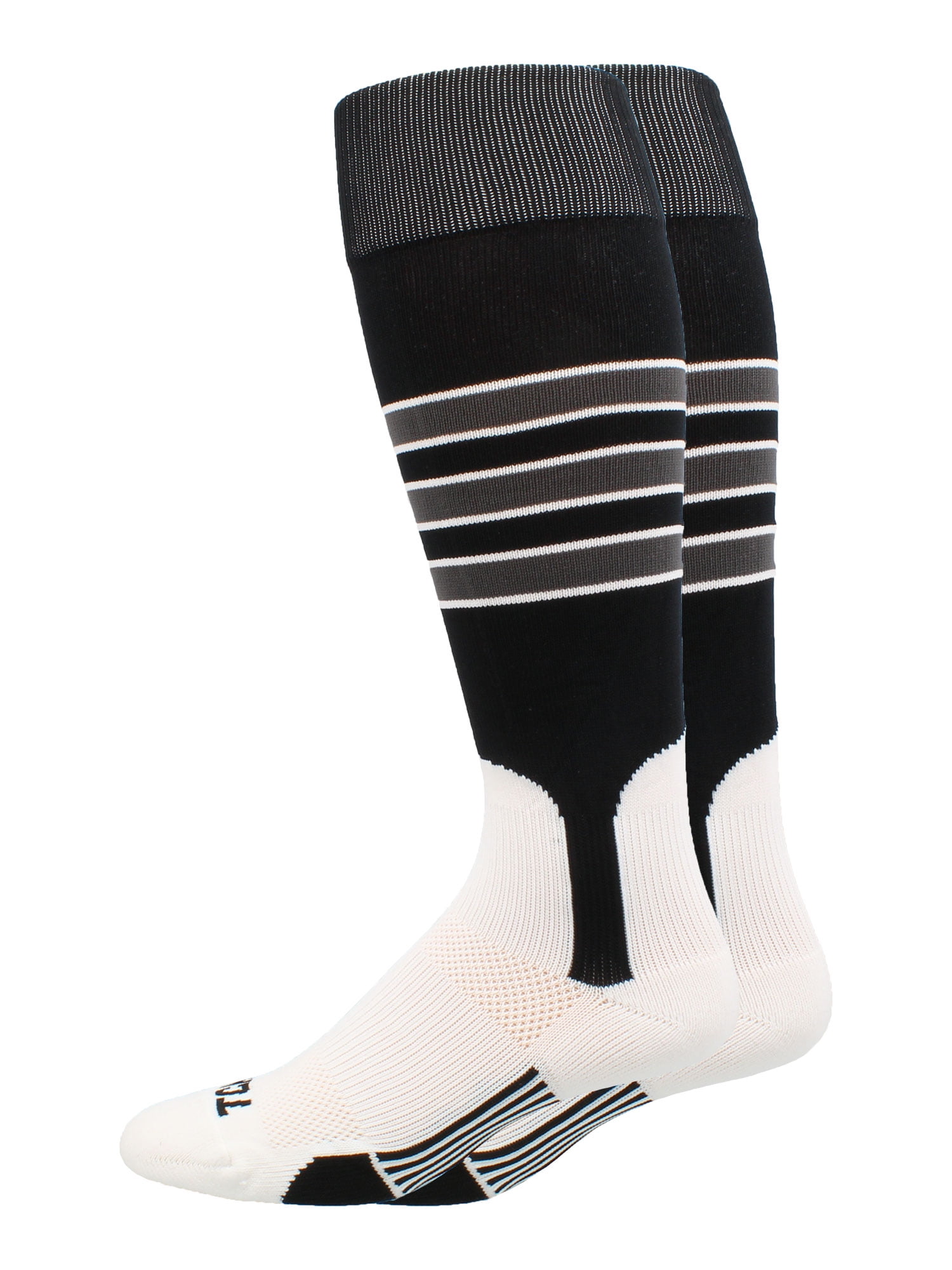 Baseball Stirrup Socks 3 Stripe (Black/Graphite/White, Large) - Black ...