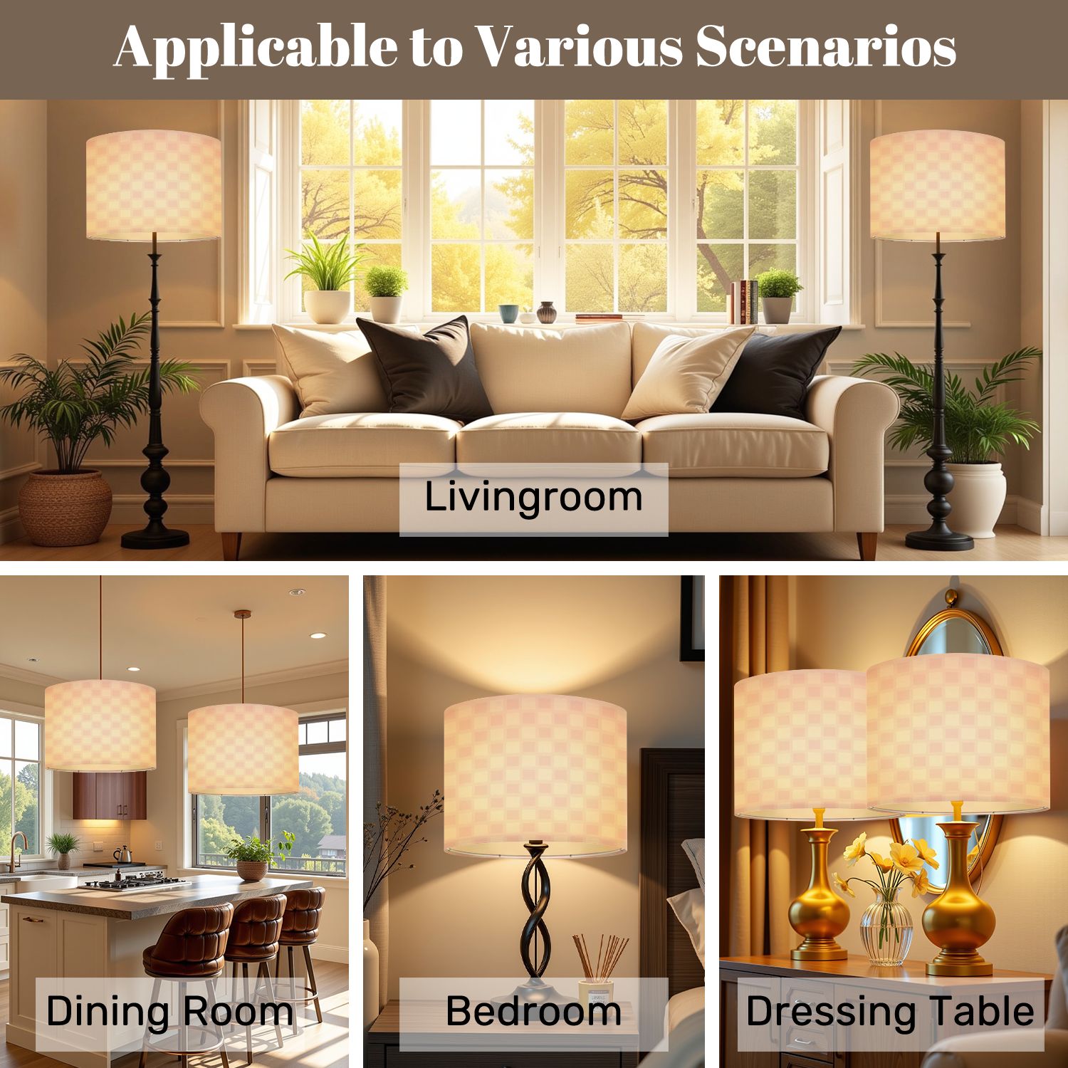 Lampshades 2 Pack Groovy checkered vintage aesthetic checkerboard texture Funky 13"x13"x10" Light Shade for Table Lamps Floor Lamps Drum Lamp Shades Lampshade Replacement Easy Assembly