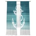 thumbnail image 2 of Nautical Anchor Teal Green Semi Sheer Curtains 108 Inch Length 2 Panels Set, Coastal Ocean Ombre Striped Sheer Kitchen Curtain Privacy Voile Window Curtain for Living Room Bedroom Rod Pocket Drapes, 2 of 7