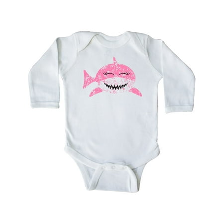 

Inktastic Cute Distressed Pink Shark Gift Baby Boy or Baby Girl Long Sleeve Bodysuit