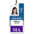 thumbnail image 2 of MA Badge Buddy - Vertical Heavy Duty Spill & Tear Resistant Cards - 2 Sided Quick Role Identifier ID Buddies for Medical Assistants - Specialist ID (Purple), 2 of 2